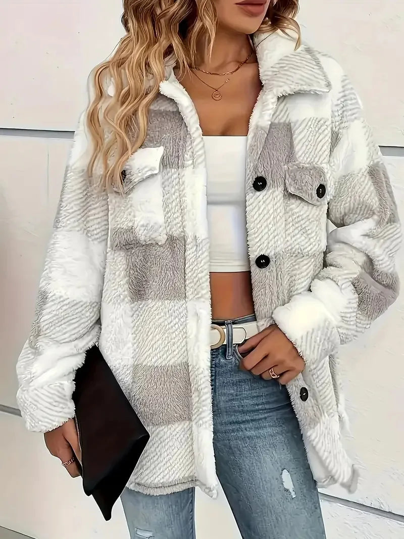 Juliette | Veste en Fleece à Carreaux Stylée