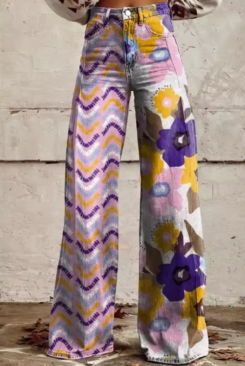 Hélène | Pantalon fleuri asymétrique
