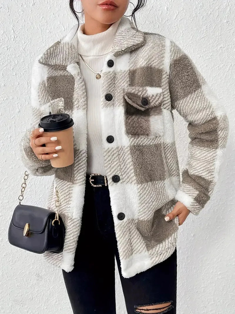 Juliette | Veste en Fleece à Carreaux Stylée