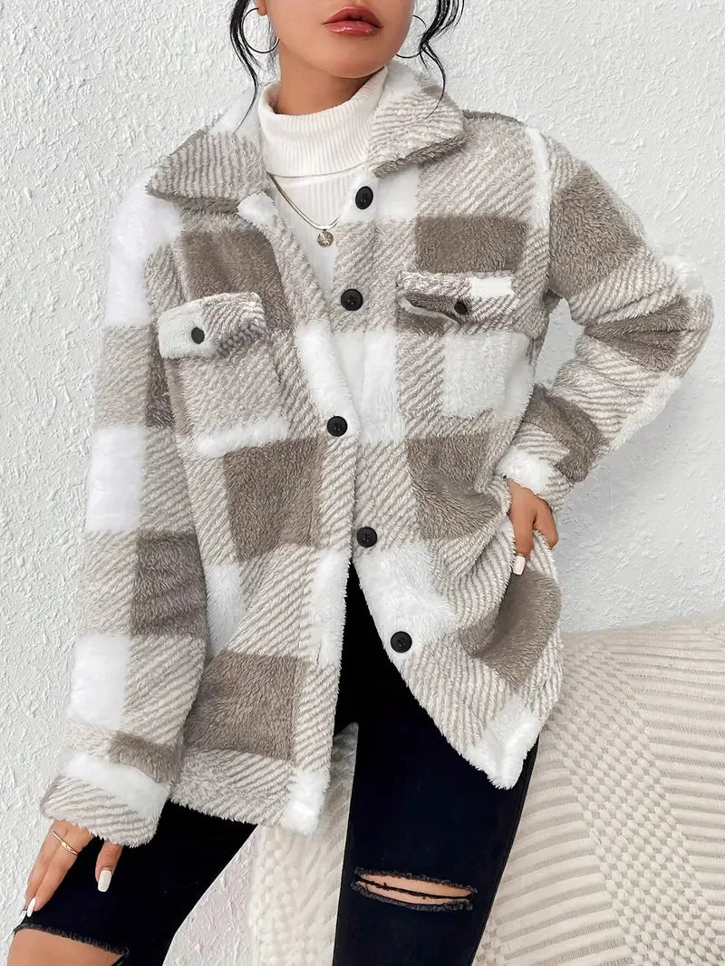 Juliette | Veste en Fleece à Carreaux Stylée